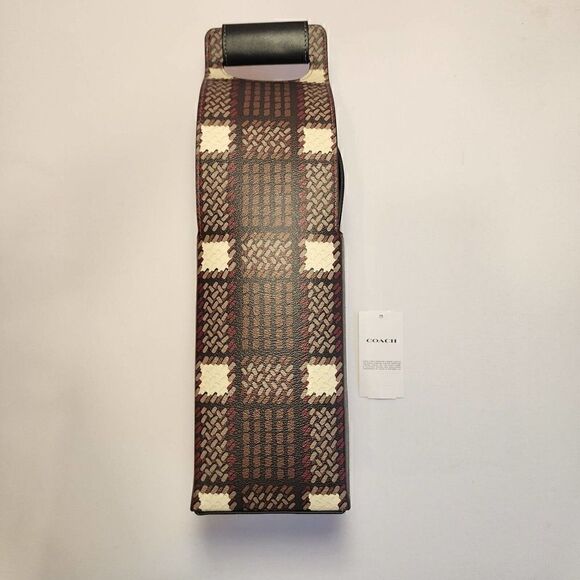 NWT Coach CN417 Wine Carrier With Plaid Print Gunmetal/Black Multi - Picture 3 of 5